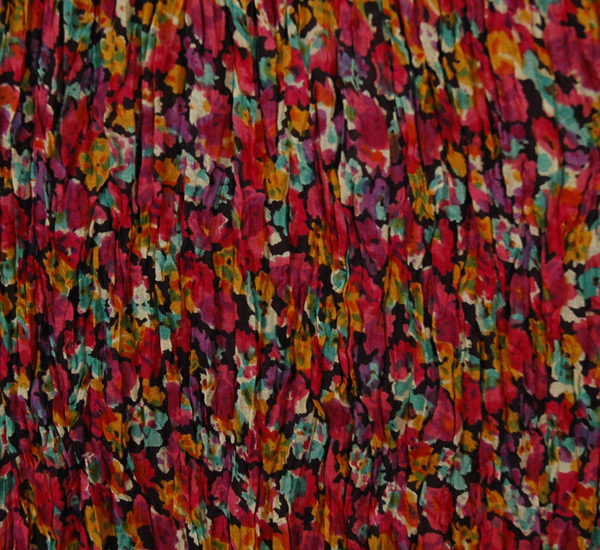 Multicolored Floral Cotton Skirt in Crinkled Fabric