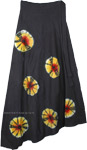 Solar Flares Black Hippie Tie Dye Wrap Around Skirt
