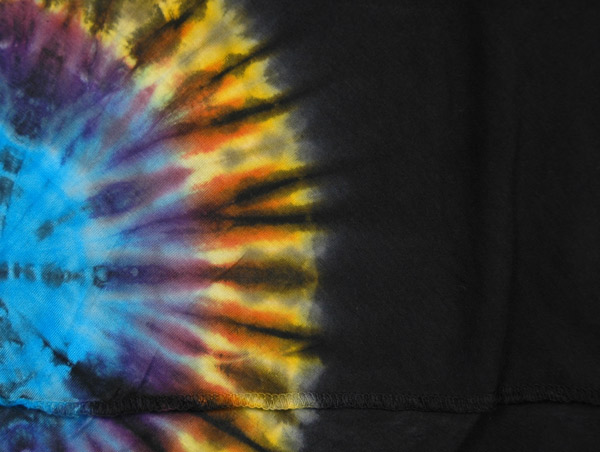 Black Tie Dye Cotton Skirt with Hippie Colors