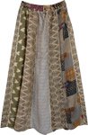 White Brown Long Patchwork Tribal Skirt [7293]