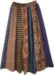 Brown and Blue Long Patchwork Boho Skirt [7303]