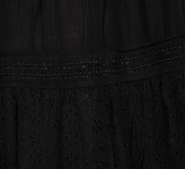 Black Knight Rayon Skirt with Crochet and Eyelet Fabric