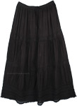 Black Knight Rayon Skirt with Crochet and Eyelet Fabric
