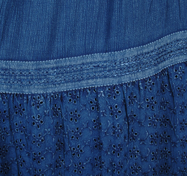 Cobalt Blue Tiered Rayon Long Maxi Western Skirt