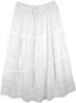 Snow White Long Cotton Skirt with Tiers | White | XL-Plus, Misses ...