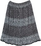 Cotton Printed Long Swirly Skirt in Black and White [7318]