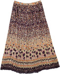 Casual Brown Cotton Skirt with Autumn Crinkle Print [7320]