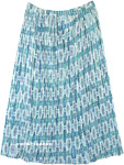 Crinkled Long Skirt With Light Blue Pattern [7321]