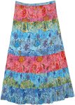 Malibu Beach Colorful Panels Cotton Skirt [7323]