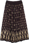 Deep Black Gold Painted Rayon Long Skirt