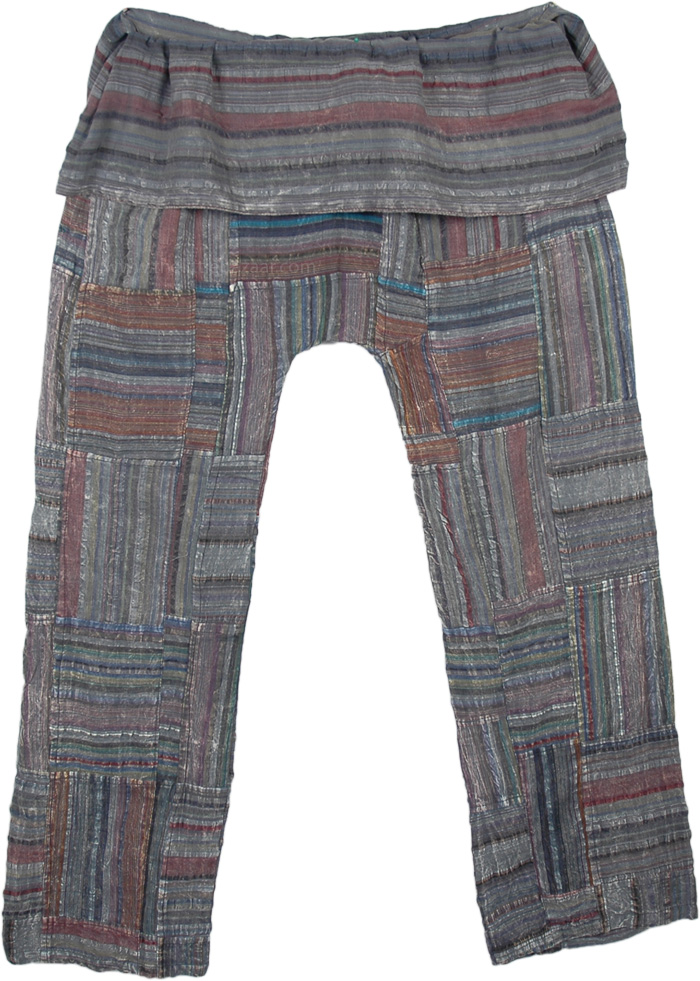 Cool Cotton Unisex Fisherman Pants in Grey Stripe