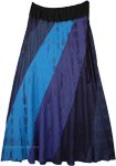 Blue Hue Tie Dye Drawstring Waist Long Skirt