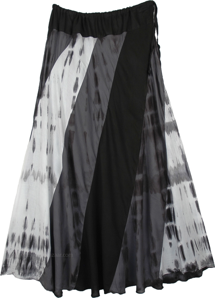 Tie Dye Mystic Monochrome Skirt with Drawstrings
