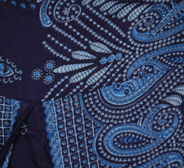 Navy Blue Paisley Printed Split Front Rayon Pants