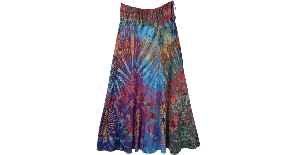 Multicolor Tie Dye Patchwork Flowy Soft Fabric Long Skirt ...