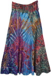 Patch Panels Multi Tie Dye Rayon Long Skirt [7383]