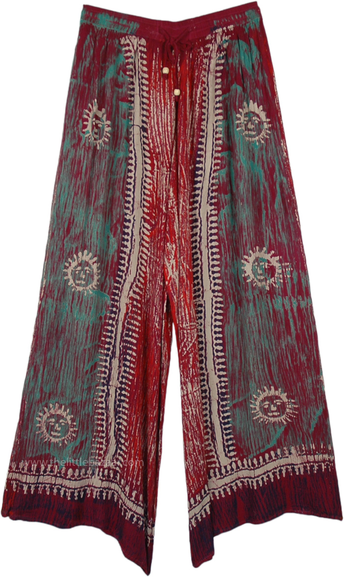 Sun Tribe Hippie Wide Leg Long Rayon Pants