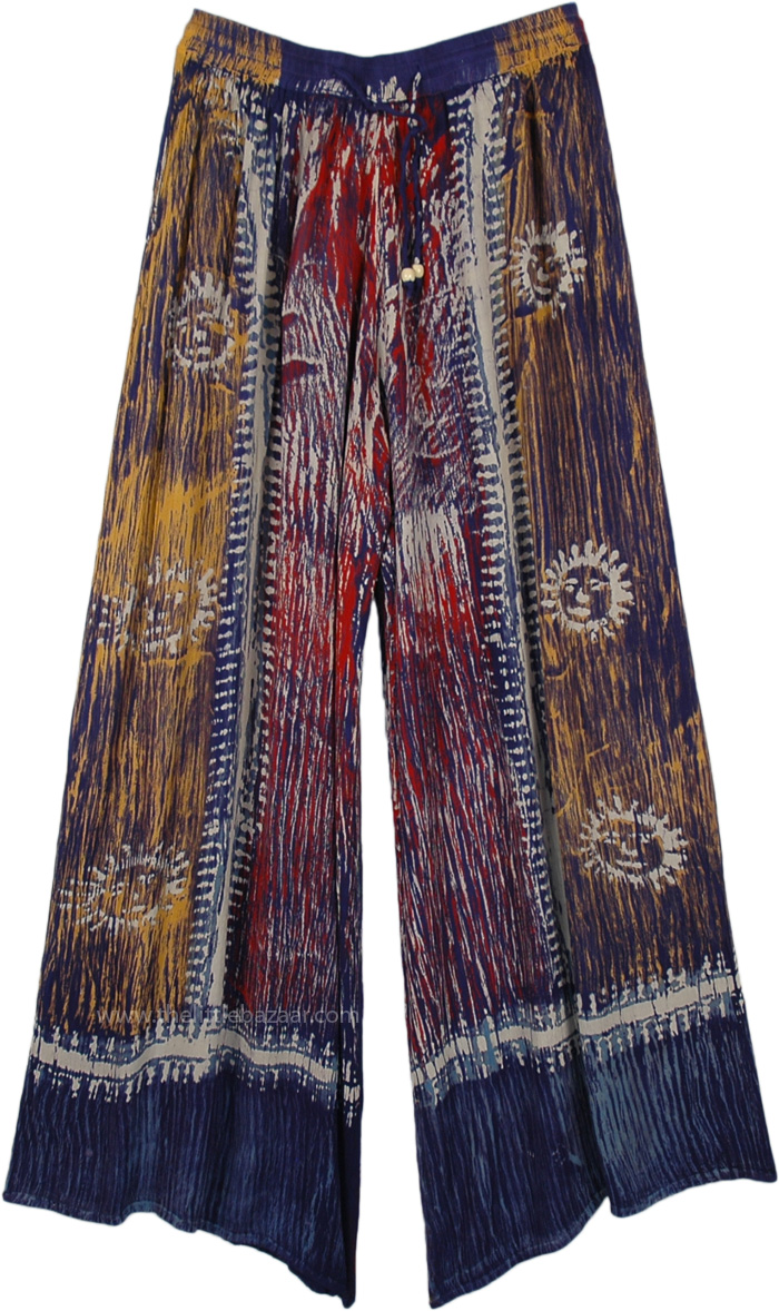 Tribal Dusk Hippie Wide Leg Rayon Pants