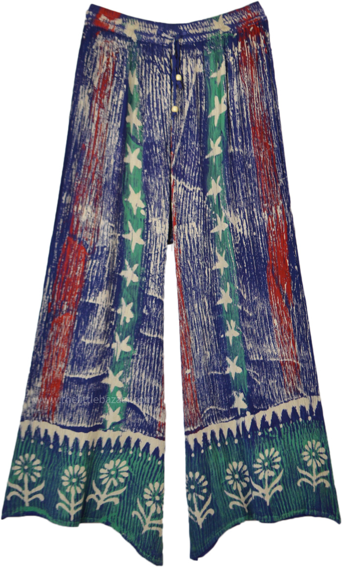 Hippie Batik Lounge Pants in Blue and Red