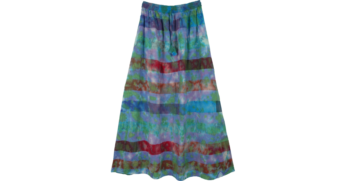 Speckled Tie Dye Raw Handloom Cotton Long Skirt | Blue | Maxi-Skirt ...