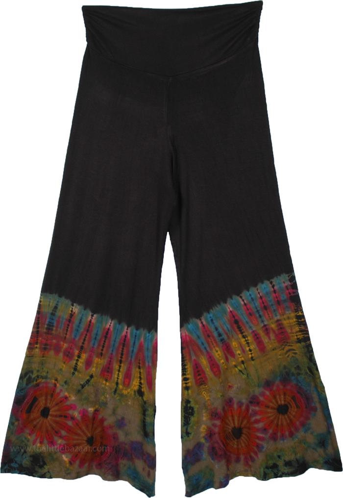 Masquerade Black Palazzo Pants with Tie Dye Bottom
