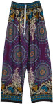 Violet Rayon Pants with Ethnic Mandala Prints