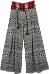 Monochrome Split Skirt Tribal Pants with Box Pleats [7473]