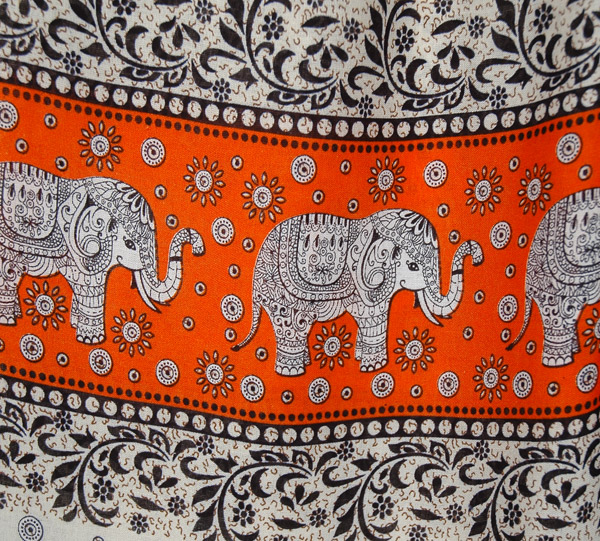 Fire Orange Elephant Parade Elastic Bottom Harem Pants