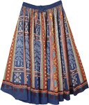 Cobalt Blue Circular Volume Skirt in Printed Cotton [7502]