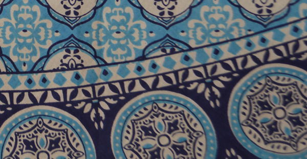 Sky Blue Flared Boho Printed Cotton Skirt