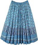 Blue Chic Bohemian Floral Mid Length Skirt [7504]