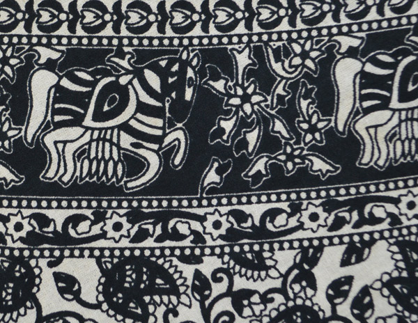 Black and White Elephant Folk Tale Print Wrap Skirt