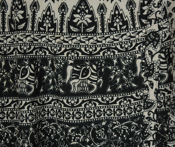 Ethnic Folk Tale Print Wrap Around Skirt in Black and White