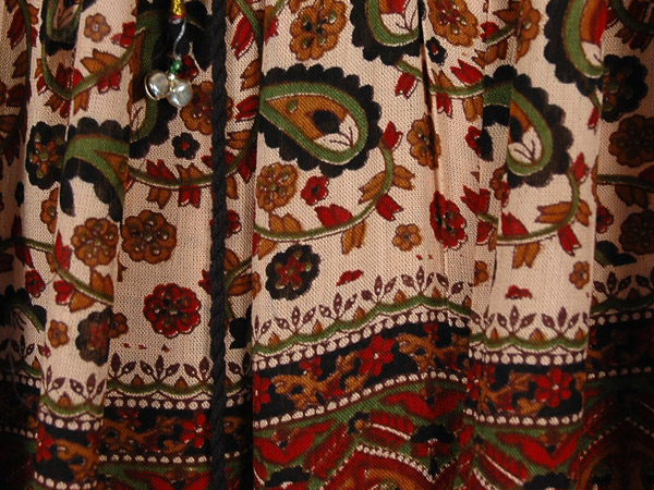 Brown Bagru Print Rayon Skirt with Paisley Print