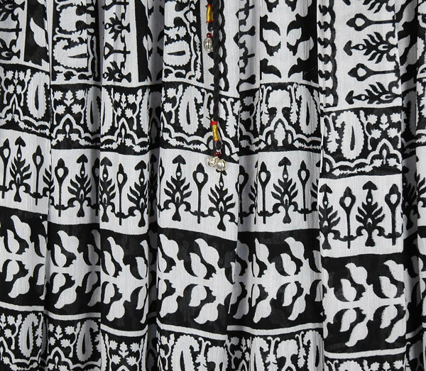 Black and White Ethnic Tribal Printed Rayon Skirt