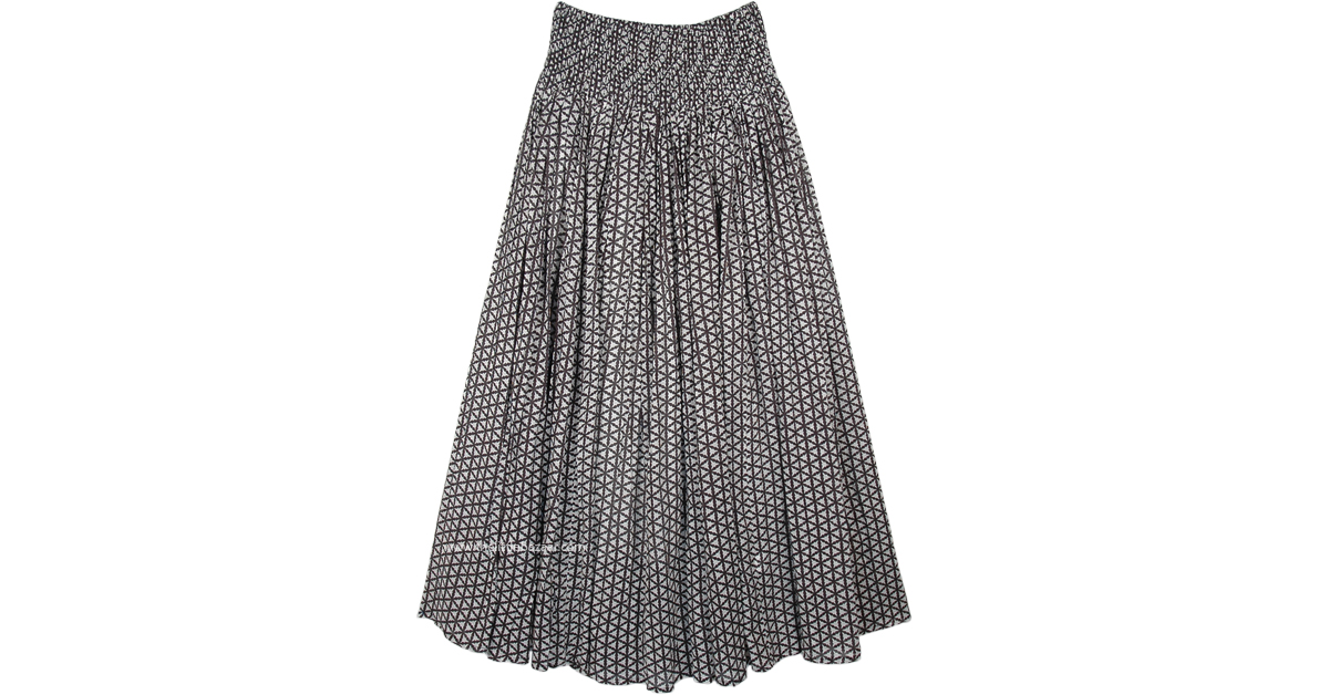 Dusty Boho Cotton Maxi Full Skirt with Smocked Waist | Black | XL-Plus ...