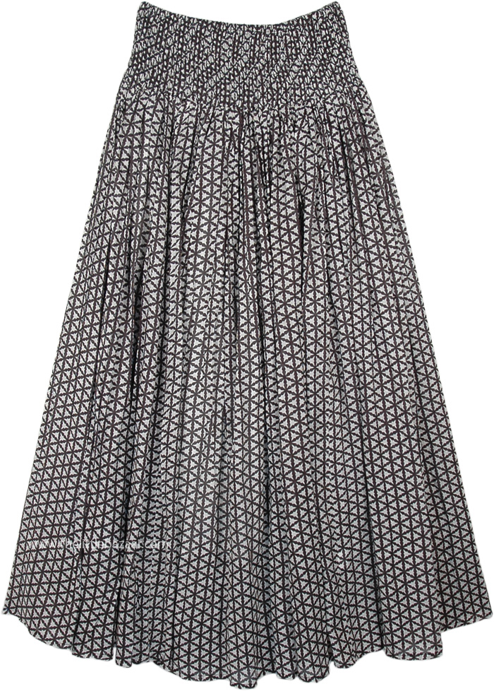 Dusty Boho Cotton Maxi Full Skirt with Smocked Waist