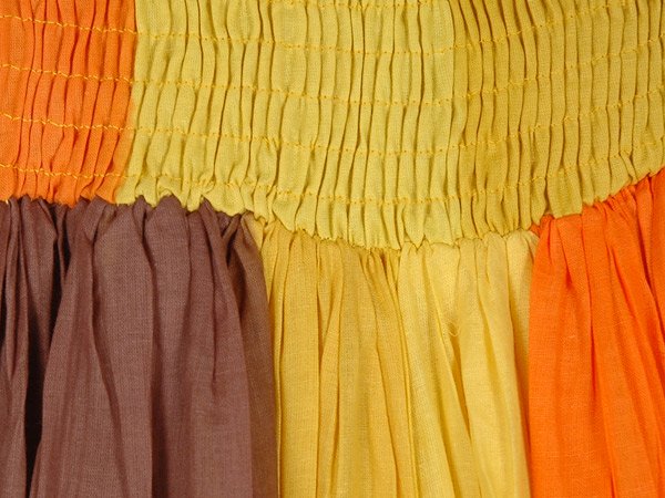 Golden Sand Cotton Voile Skirt with Smocked Waist