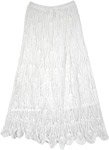 All Crochet Pattern Cotton Long Skirt in Milky White