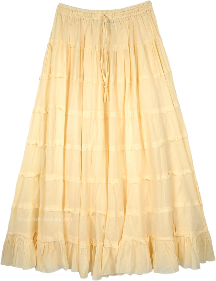 Sweet Melon Long Tiered Full Cotton Skirt
