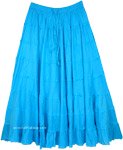 Tiered Full Circle Skirt in Blue Color with Gathers [7544]