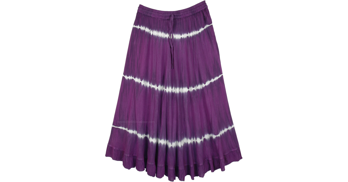 Indian Tie Dye Long Skirt – Cotton Wrap Around, Purple, Ethnic Clothes, Up To 42 Inch Waist - View #4