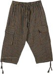 Lounge Capri Pants in Striped Cotton Fabric [7567]
