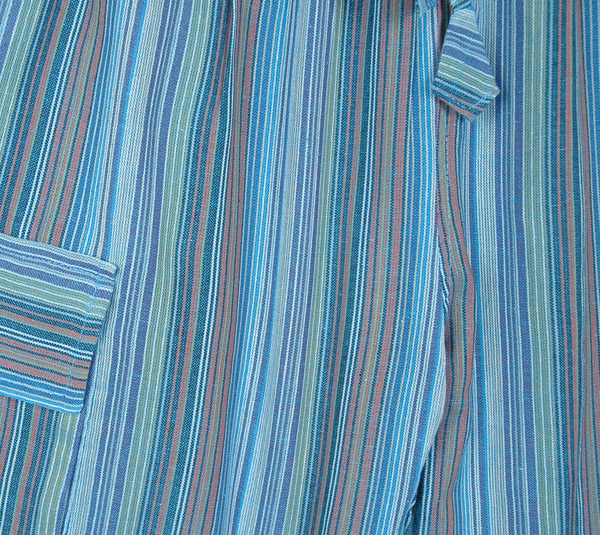 Blue Boho Striped Cotton Half Trousers with Pockets | Blue | Split ...