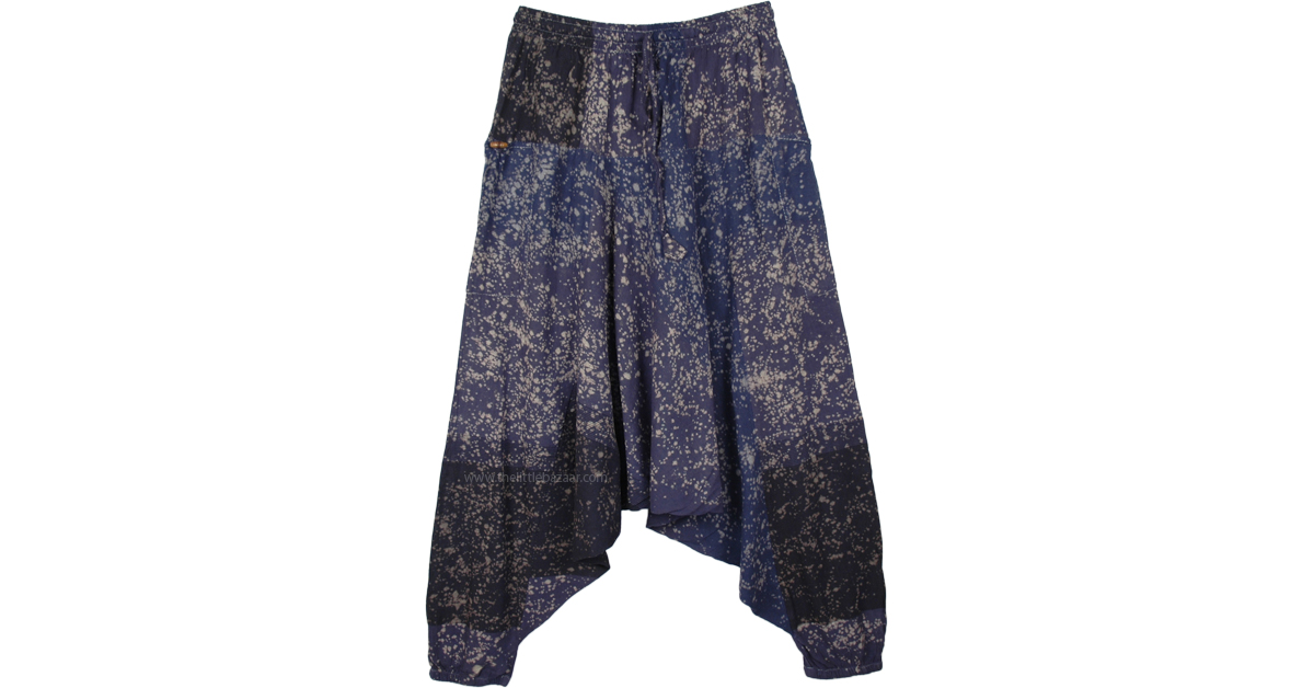 Starry Night Handloom Cotton Batik Harem Pants | Multicoloured | Split ...