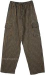 Boho Striped Woven Cotton Pants with Pockets