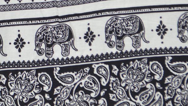 Black Palazzo Beach Pants Elephant Print Smocked Waist