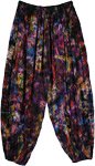 Purple Tie Dye Floral Print Crinkled Harem Pants