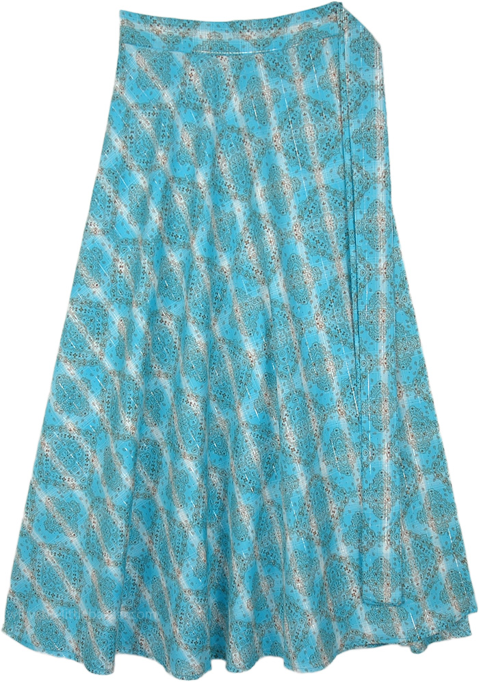 Blue Karmic Cotton Wrap Around Skirt