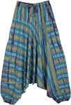 Multicolored Striped Cotton Hippie Pants with Front Pockets